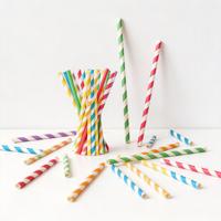 Pailles à boire en papier biodégradables en gros, imprimées, rayées, colorées, jetables pour jus
