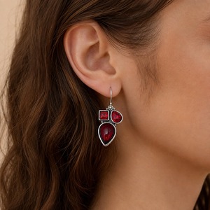 Orecchini vintage in cristallo bordeaux, accessori regalo per feste di matrimonio per donne e spose - Product Image 2