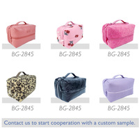 Sacs à Maquillage Populaires Nouveaux Double Pochette Zipper Portable Facile à Voyager Compartiments Personnalisés
