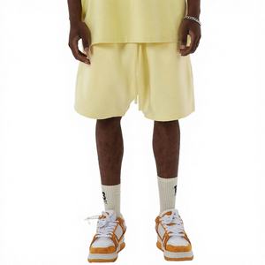 High Quality <b>Men's</b> 100% Cotton Knitted Mid Waist Sports <b>Shorts</b> Drawstring Breathable Eco-Friendly Gym Casual Terry Hip-Hop - Product Image 3