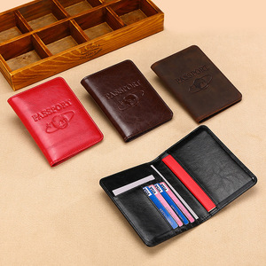 Porte-passeport multifonctionnel en cuir véritable <span class=keywords><strong>Crazy</strong></span> Horse Cork RFID, housse de protection pour passeport, sac de voyage - Product Image 1