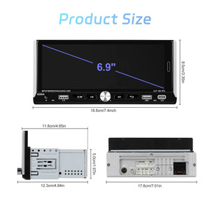 Radio de coche Android Podofo de un solo DIN, 6.9 pulgadas, 2+64G, Carplay/Android Auto, GPS/WIFI/FM/USB/BT/EQ/USB tipo C, del fabricante - Product Image 4