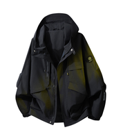 Veste de randonnée unisexe personnalisable avec logo – Manteau décontracté coupe-vent et imperméable avec patchs de manches en velcro personnalisables