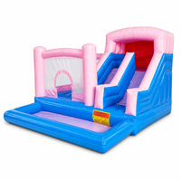 Château gonflable commercial personnalisé en PVC avec piscine à balles, trampoline et toboggan