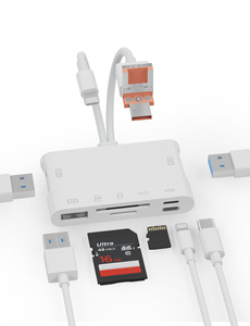 Lettore di Schede di Memoria OTG 7-in-1 Multi USB-A USB-C con 3 Porte USB, SD, TF, Doppia Ricarica per iPhone, iPad, Android, Laptop, Plug & Play - Product Image 1