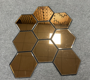 Panel Acústico Espejo Hexagonal con Diseño de Panal de Abeja |   Moderno Arte de Pared Absorbente de Sonido con Tinte Bronceado para Dormitorio, Estudio y Oficina |   Akupanel - Product Image 2