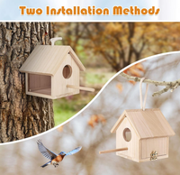 Nichoir pour oiseaux en bois massif personnalisé, moderne, luxueux, extérieur, solide, facile à assembler, nid pour animaux de compagnie, chaud, suspendu, mural, toutes saisons