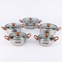 Ensemble de casseroles en acier inoxydable, ensemble de casseroles et poêles de cuisine, ensemble de 10 pièces, batterie de cuisine avec casseroles en inox