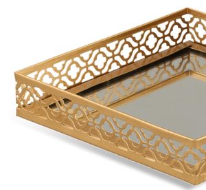 Plateau décoratif en métal élégant et durable Assiette de service de qualité alimentaire pour table basse Table à manger Décoration de bureau et d'hôtel - Product Image 2