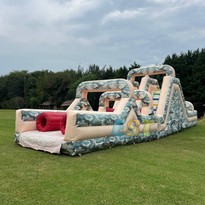 Carrera de obstáculos inflable de camuflaje de 59 pies de largo para adultos, niños, obstáculos y toboganes inflables para eventos de fiesta - Product Image 1