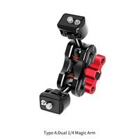Bras magique à double tête avec tête sphérique NATO Clamp Cold Shoe Mount 1/4 Screw for DSLR Camera Cage Fill Light Monitor Mic Bracket