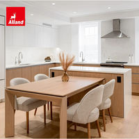 Meubles de cuisine Alland Modular New Model Canada, armoires murales peintes en blanc, placage bois personnalisé pour petites pièces.