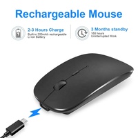 Draadloze muis met eigen logo, oplaadbaar, dun, stil, 2.4G, draagbaar, optische kantoormuis met USB