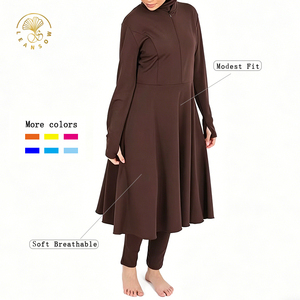 Conjunto de Burkini de Secado Rápido de Fábrica, <span class=keywords><strong>3</strong></span> Piezas, Ropa Deportiva Modesta, Traje de Baño Musulmán Elástico en 4 Direcciones con Cobertura Total, Mezcla de Materiales - Product Image 1