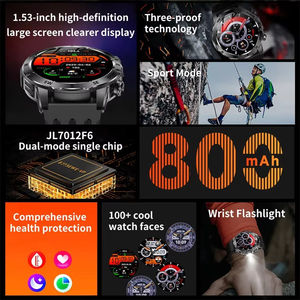 Montre connectée de sport AK92 pour hommes avec lampe de poche, plus de 100 modes sportifs, étanche IP68, boussole, surveillance de la fréquence cardiaque et de la santé - Product Image 4
