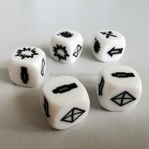 Custom six sided dice with engraved logo for board game