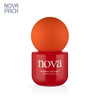 Flacons pompe à sérum de 30 ml à fond bombé et arrondi, revêtement rouge, pour base de maquillage et gel, avec bouchon sphérique orange mat