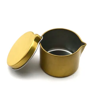 Popular Gift and Craft 2oz 4oz round shape Metal Seamless Spout Candle Tin Box Can With Pour Spout and Lid made by tinplate