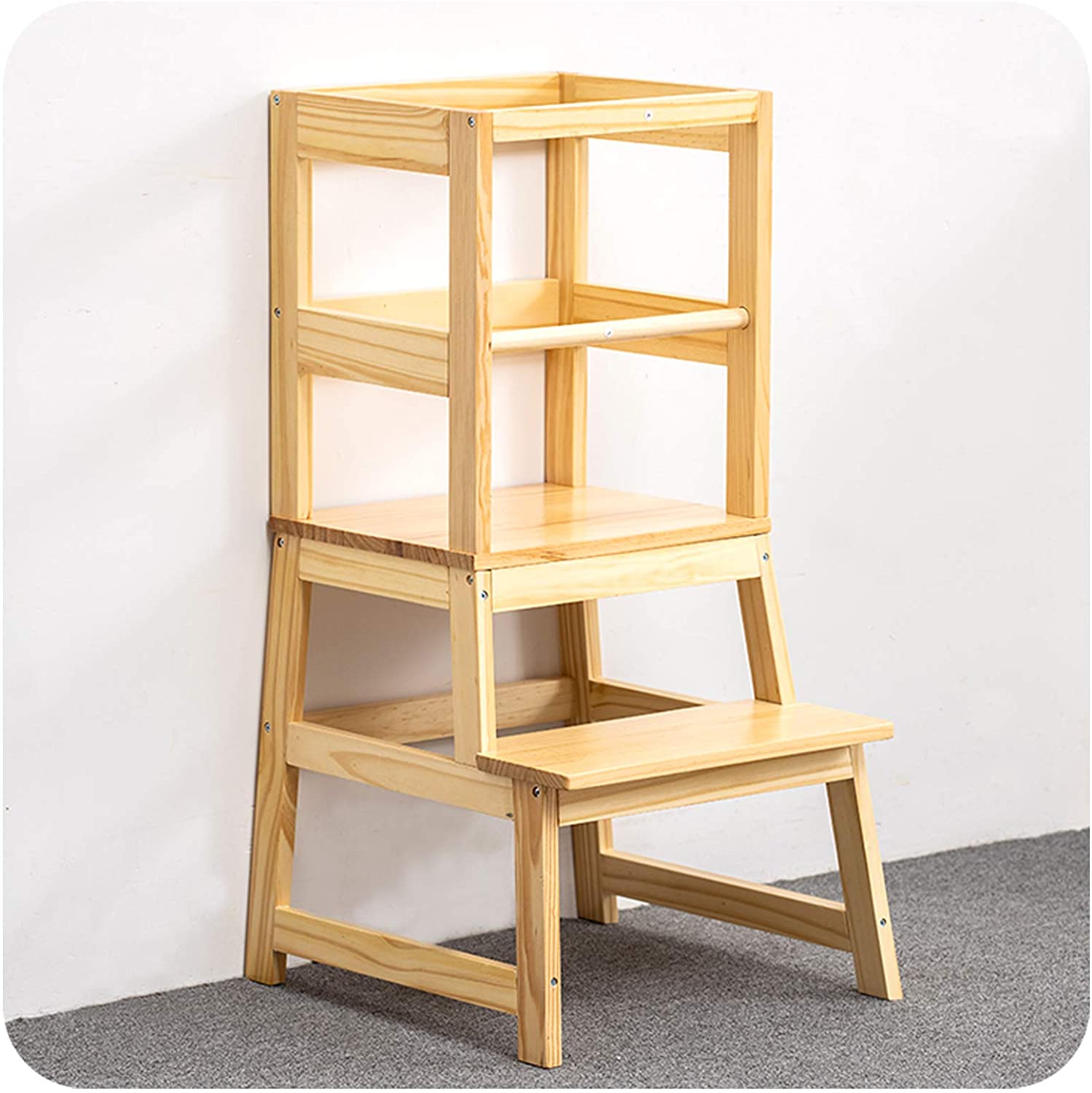 wood Kitchen Stool Helper for Kids with Non-Slip Mat Toddler Stool Tower Wooden Toddler Stepping Stool for Counter and Bathroom