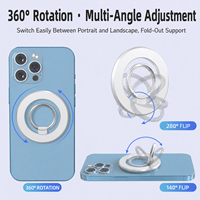 Support de téléphone magnétique en métal portable, flexible et robuste, réglable à 360 degrés, avec anneau de maintien pour doigt, pour lit et bureau, personnalisable OEM/ODM avec logo
