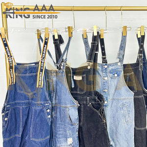 Grosir KingAAA A06-2 digunakan musim panas Jumpsuit untuk wanita kasual Vintage Denim Jeans suspender poliester/katun atasan warna campuran - Product Image 6