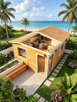 Maisonnette Modulaire en Acier Personnalisable, Respirante, Préfabriquée, pour Ferme, Cabane de Plage, Villa, Assemblage Rapide, Idéale pour Station Balnéaire et Séjour de Vacances