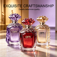 Vente en gros de flacons de parfum en verre gaufré vintage, flacons de parfum vides multicolores à facettes avec boîte cadeau haut de gamme personnalisable