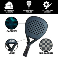 Raqueta de Pádel de Fibra de Carbono 18k, Fabricada por Expertos en Fábrica con Certificación ISO9001, Núcleo de Eva Suave de 15 Grados, Forma de Diamante