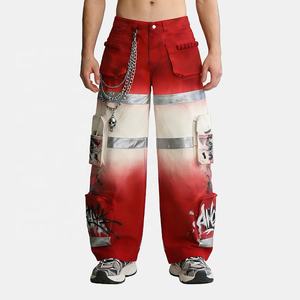 Pantalones Cargo de Trabajo para Hombre, Estilo Streetwear, Corte Holgado, Tiras Reflectantes, Multibolsillos, Personalizados <span class=keywords><strong>con</strong></span> Diseño de Arcoíris, Alta Calidad - Product Image 1