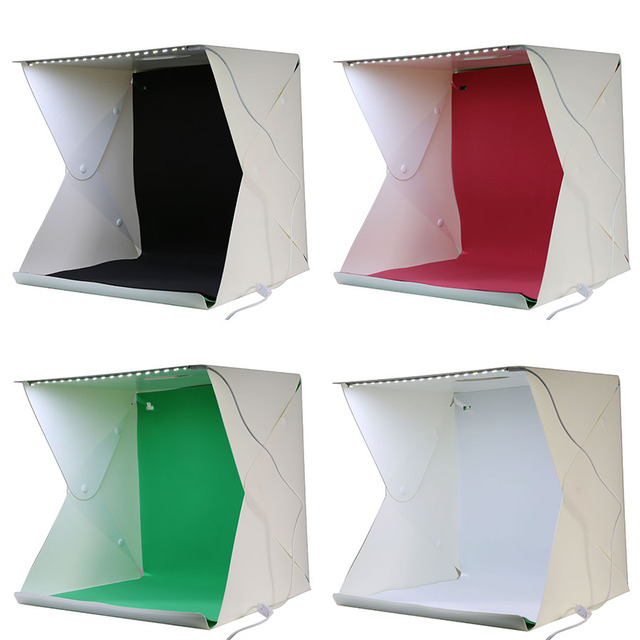 4 Kinds of Background Portable LED Mini Photo Studio Accessories Light Box  Photography Studio for Mobile or Camera with 30cm