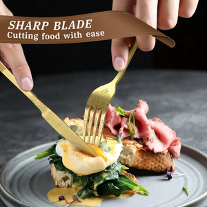 Nuevo Juego de Cubiertos de 5 Piezas, Cuchillo, Tenedor y Cuchara para Carne Estilo Occidental Tallado Vintage, Juego de Cubiertos de Acero Inoxidable en Caja de Regalo para Exportación - Product Image 3