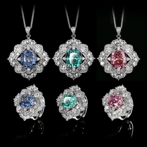 Vente en gros d'usine, ensemble de bagues et pendentifs en cuivre écologique, zircon vert Paraiba 14*16/10*12mm, magnifiques ensembles de bijoux pour femmes - Product Image 6