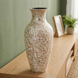 Vase en porcelaine conique incrusté de nacre, fait main, décoration de table côtière, décoration d'intérieur - Product Image 4