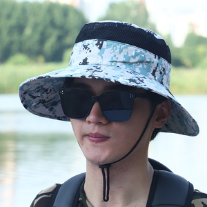 Camouflage Fisherman <b>Hat</b> Wide Brim Breathable UV Protection Outdoor Sun <b>Hat</b> For <b>Men</b> Fishing <b>Summer</b> - Product Image 1