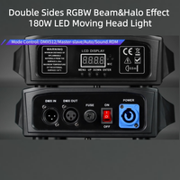 Cabeza Móvil LED de 180W con Efecto Beam y Halo de Doble Cara, RGBW, Rotación Infinita de 360°, DMX512, Equipo de Iluminación para Discotecas, Bares y Escenarios