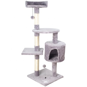 Arbre à chat <span class=keywords><strong>de</strong></span> luxe à 4 niveaux avec grand condo et hamac - Panneau E1, peluche 350 g/m², poteaux à gratter en sisal <span class=keywords><strong>de</strong></span> 3 mm, utilisation multi-chats - Product Image 4