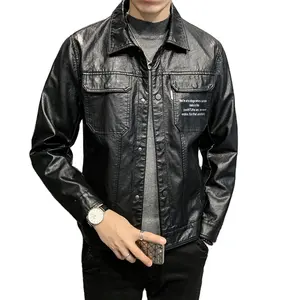 Vintage Washed Black Motorcycle Jacket Men Genuine Leather Jackets 100% Cowhide Coat Moto Biker Jacket