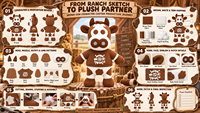 Peluche personnalisée en forme de vache marron avec des patchs blancs et une tronche de dessin animé, mascotte en peluche OEM/ODM