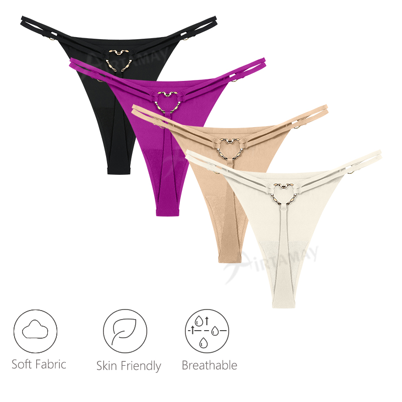 【SALE】 - Tanga Ring Metal Heart-Shape Airtamay Seamless Thong Women's 下着・アンダーウェア
