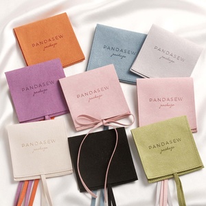 PandaSew Custom logo Luxury Microfiber Jewelry Pouch for Bracelet Necklace Ring Packaging <b>Envelope</b> Gift Bags - Product Image 6
