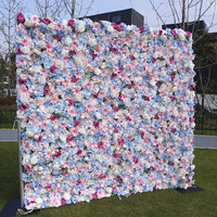 Panneau mural de fleurs artificielles en soie 3D Rose Real Touch, décoration de mariage pour la photographie