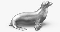 Lion de mer Statue Argent Polystone