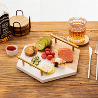 Plateau de service et sous-plats en marbre moderne de luxe, forme hexagonale, épaisseur 1,3 cm, pour bijoux, desserts, décoration de la maison