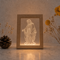 Lampe de bureau LED personnalisée en acrylique et bois avec impression UV, motif sur mesure, lumière blanche chaude, idéale pour baptême