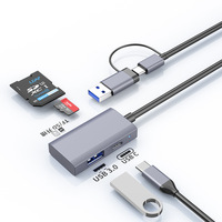 Adaptador de Lector de Tarjetas SD y TF con Hub USB3.0 4 en 1 de Doble Cabezal y Alta Velocidad, Apto para Computadora, Portátil, Teléfono, Unidad Flash USB