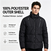 Manteau matelassé moderne noir pour homme à col montant, style urbain, chaud et rembourré pour la saison froide, usage quotidien, personnalisable