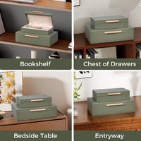 Boîte de rangement décorative personnalisable avec couvercle, en cuir PU/velours, poignée en métal doré, pour souvenirs, photos, documents, style moderne