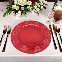 Tapis de charge en plastique de 13 pouces Design de bordure de plante en relief Plateau de dîner élégant pour les décorations de table de fêtes d'anniversaire de mariage
