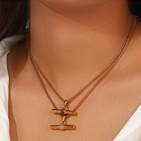 Collier de couple en acier inoxydable plaqué or 18 carats, bijoux tendance anti-ternissement, collier barre pour femmes et hommes, cadeau de Noël