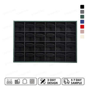 Bandeja de exhibición de cuero sintético PU verde de moda con textura de piel de serpiente para pendientes, anillos, colgantes y collares, bandeja de exhibición combinable libremente - Product Image 2